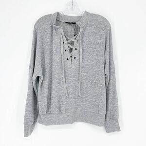 CBR Boutique Lace-Up Gray Sweatshirt Size Large